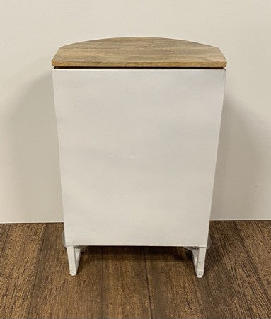 31" White And Wood Brown Solid Wood End Table With Two Shelves