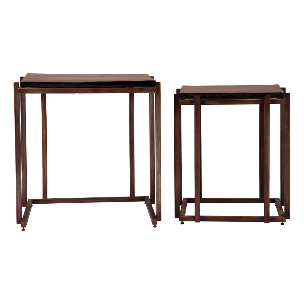 22" Bronze Iron Pedestal End Table