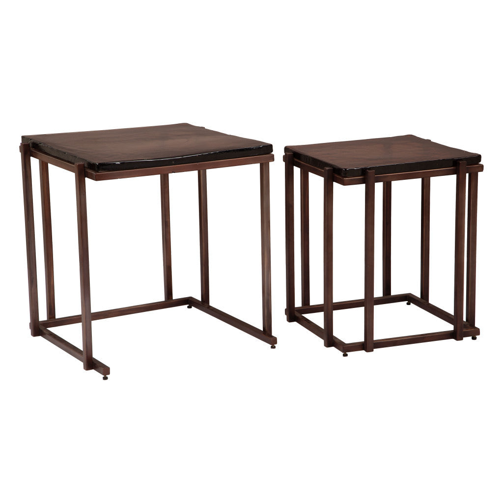 22" Bronze Iron Pedestal End Table