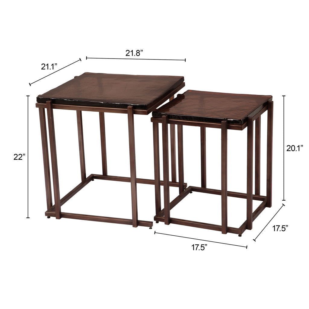 22" Bronze Iron Pedestal End Table