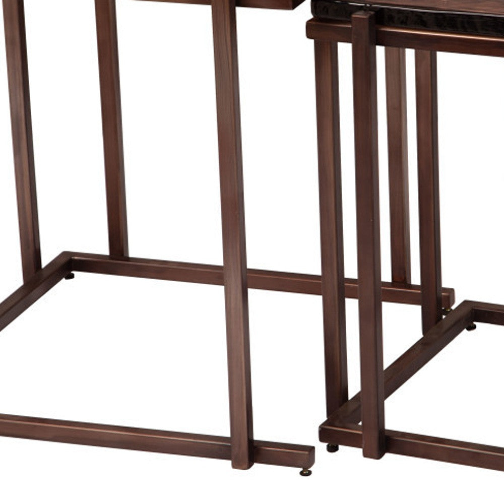 22" Bronze Iron Pedestal End Table