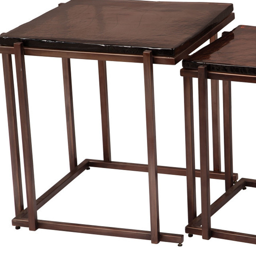 22" Bronze Iron Pedestal End Table