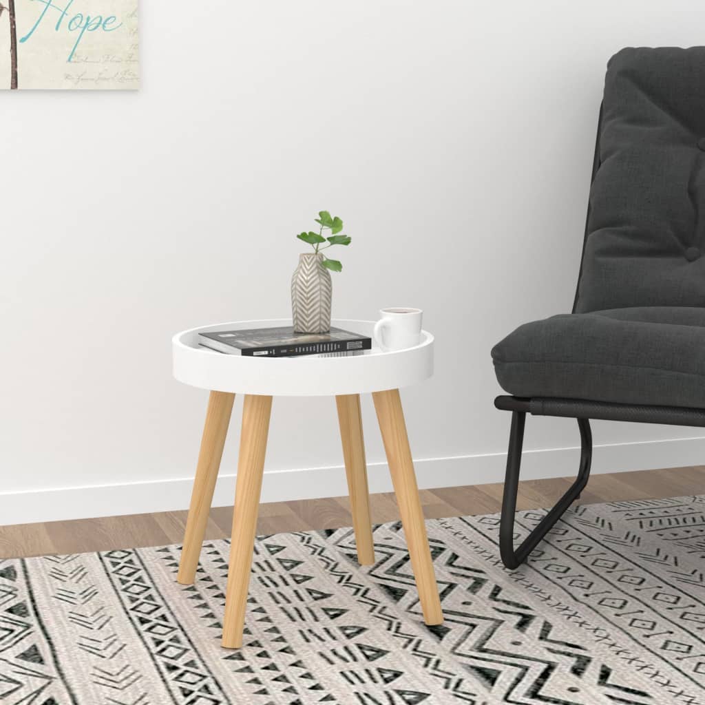 vidaXL Side Table Round End Coffee Table Engineered Wood and Solid Wood Pine