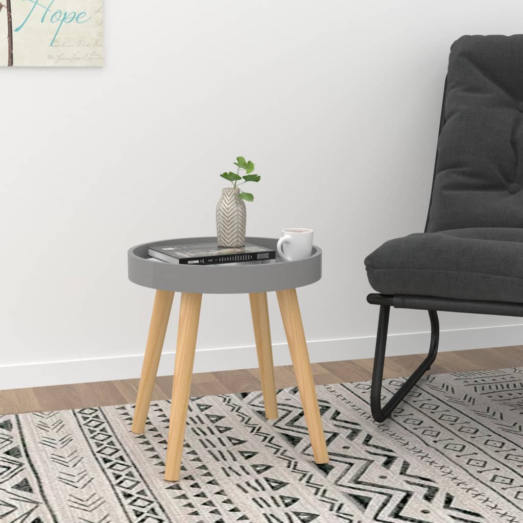 vidaXL Side Table Round End Coffee Table Engineered Wood and Solid Wood Pine