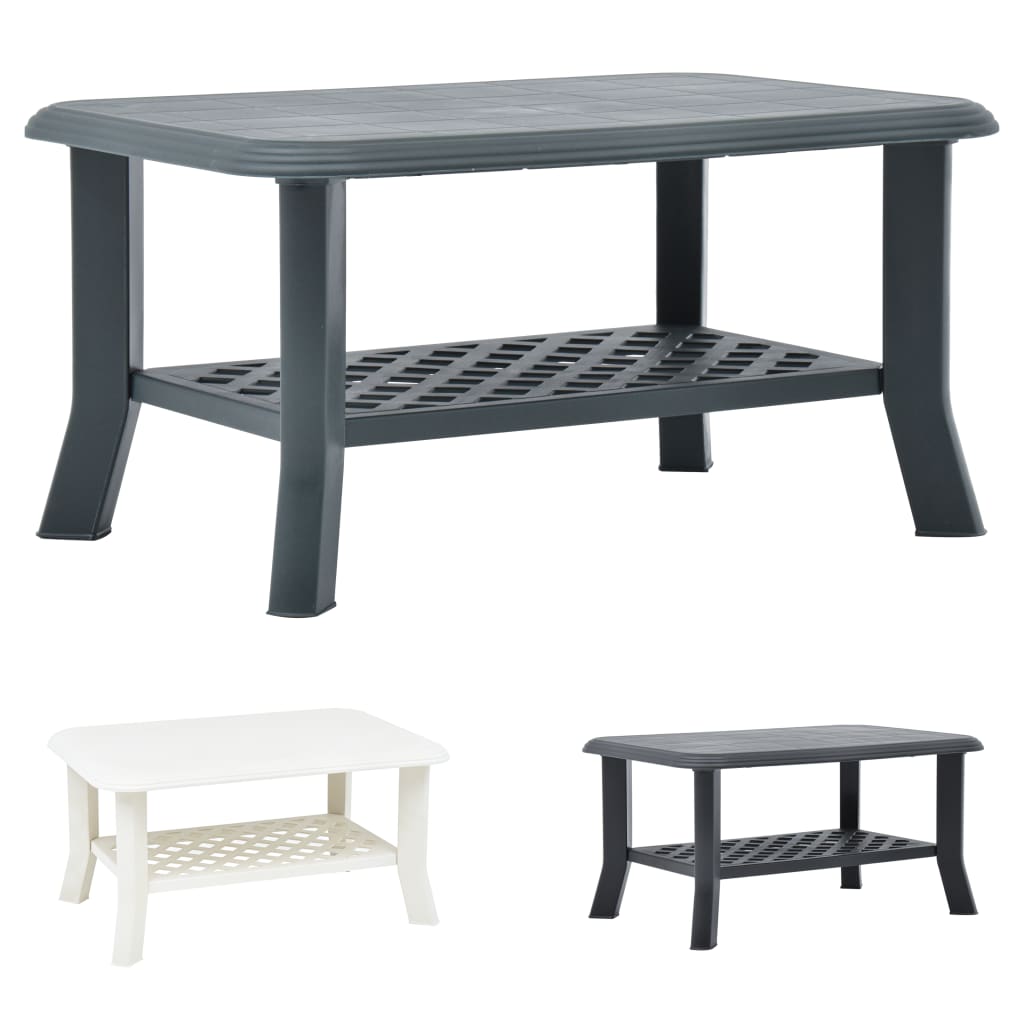 vidaXL Coffee Table End Table with Storage Shelf Side Couch Table Plastic
