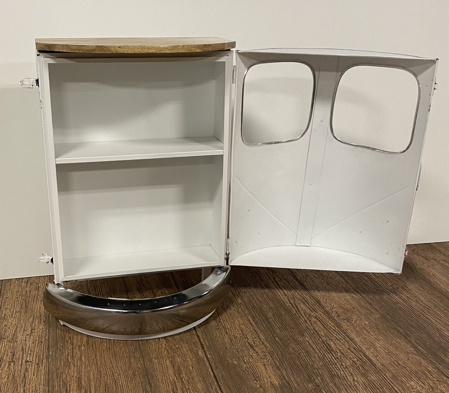 31" White And Wood Brown Solid Wood End Table With Two Shelves