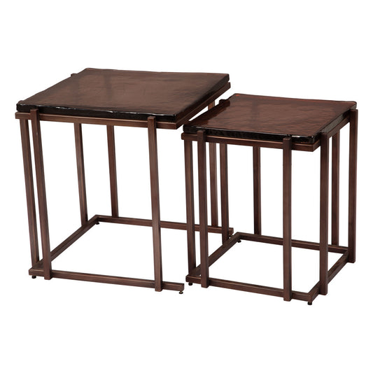 22" Bronze Iron Pedestal End Table