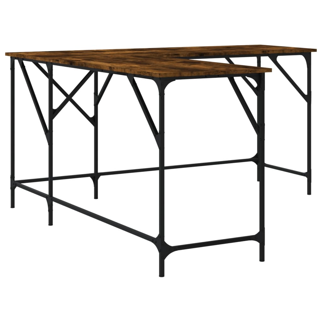 vidaXL Desk L-shape Computer Writing Table with Metal Frame Engineered Wood